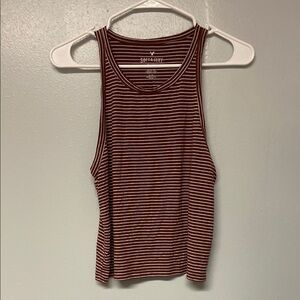 American Eagle Outfitters brown and White Striped Fitted Tank